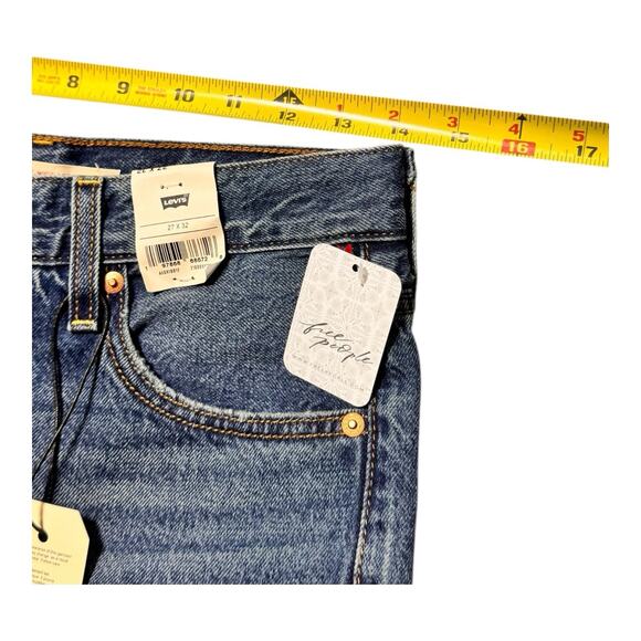 NWT Free People- Levi's Ribcage Wide leg Jeans 27 x32 Boho Hippie - Picture 4 of 10